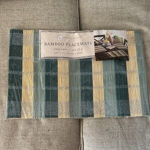 New! Set of 4 Bamboo Placemats by Benson Mills in teal/blue/tan